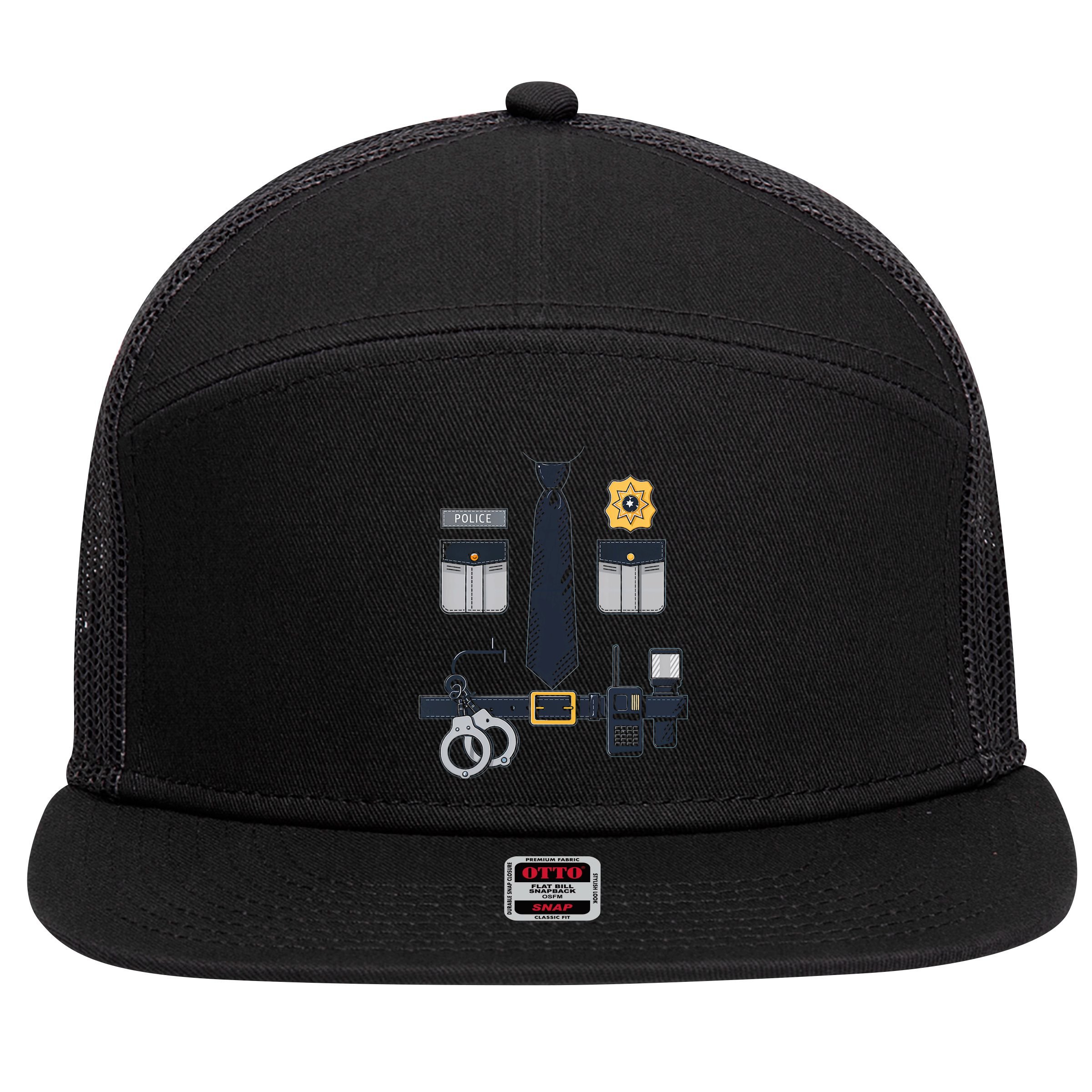 Police Officer Costume Police Badge Cop Halloween 7 Panel Mesh Trucker Snapback Hat
