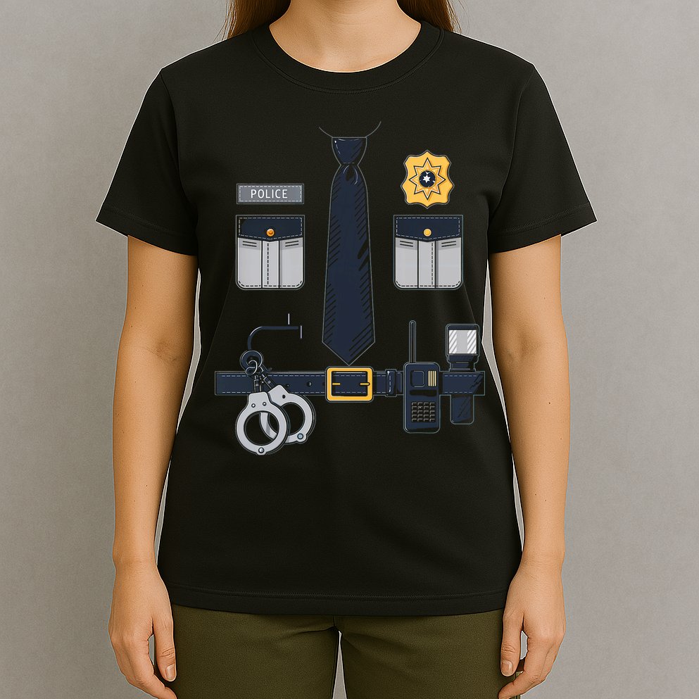 Police Officer Costume Police Badge Cop Halloween T-Shirt