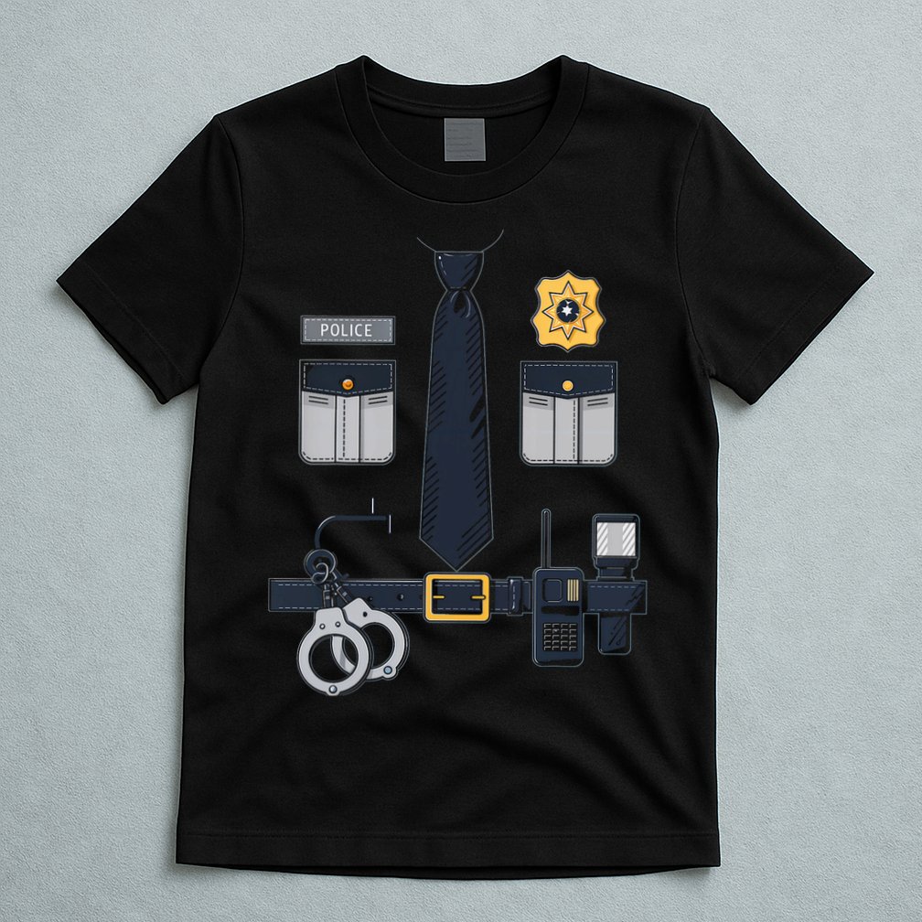 Police Officer Costume Police Badge Cop Halloween T-Shirt
