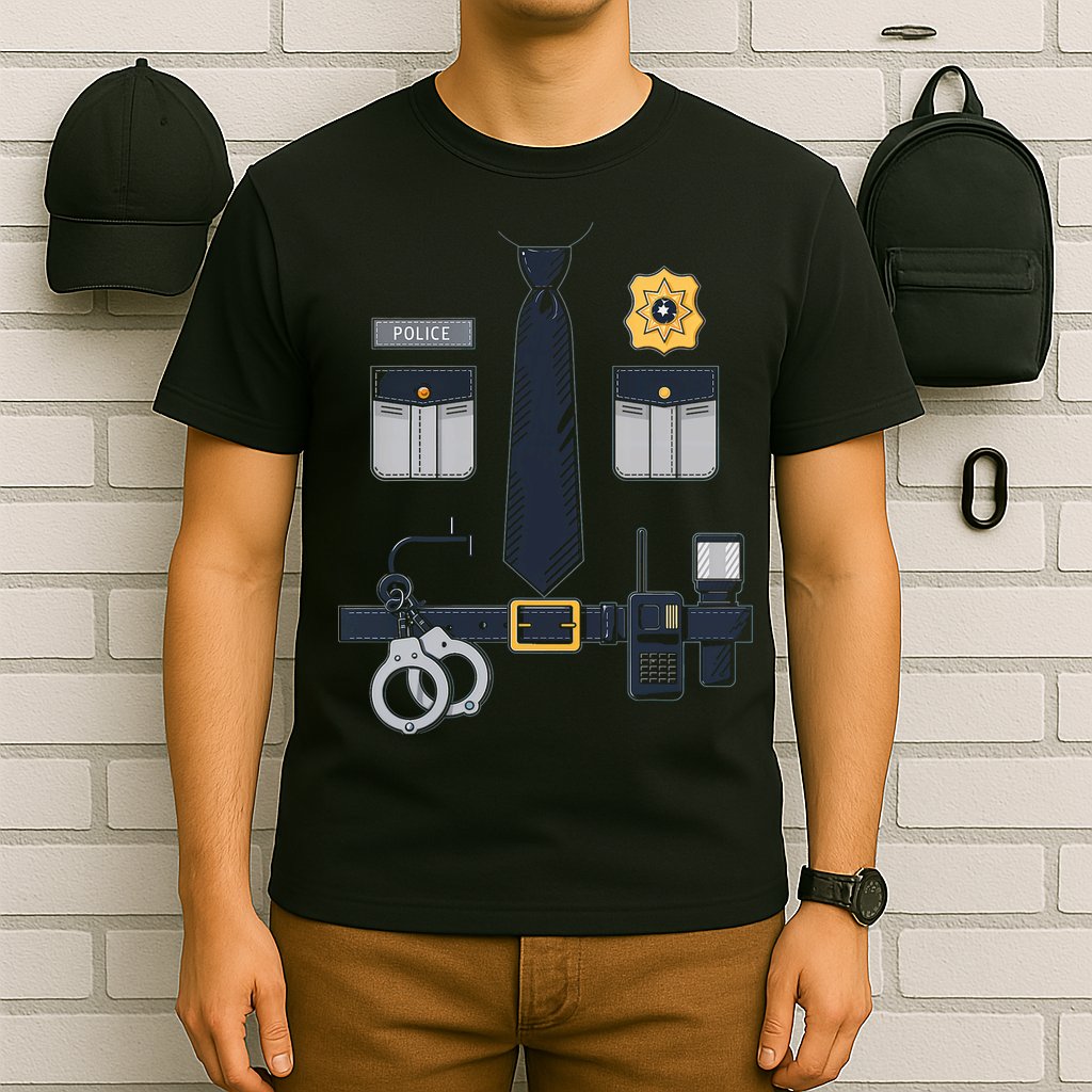 Police Officer Costume Police Badge Cop Halloween T-Shirt