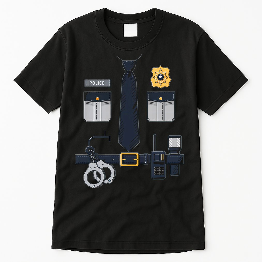 Police Officer Costume Police Badge Cop Halloween Tall T-Shirt