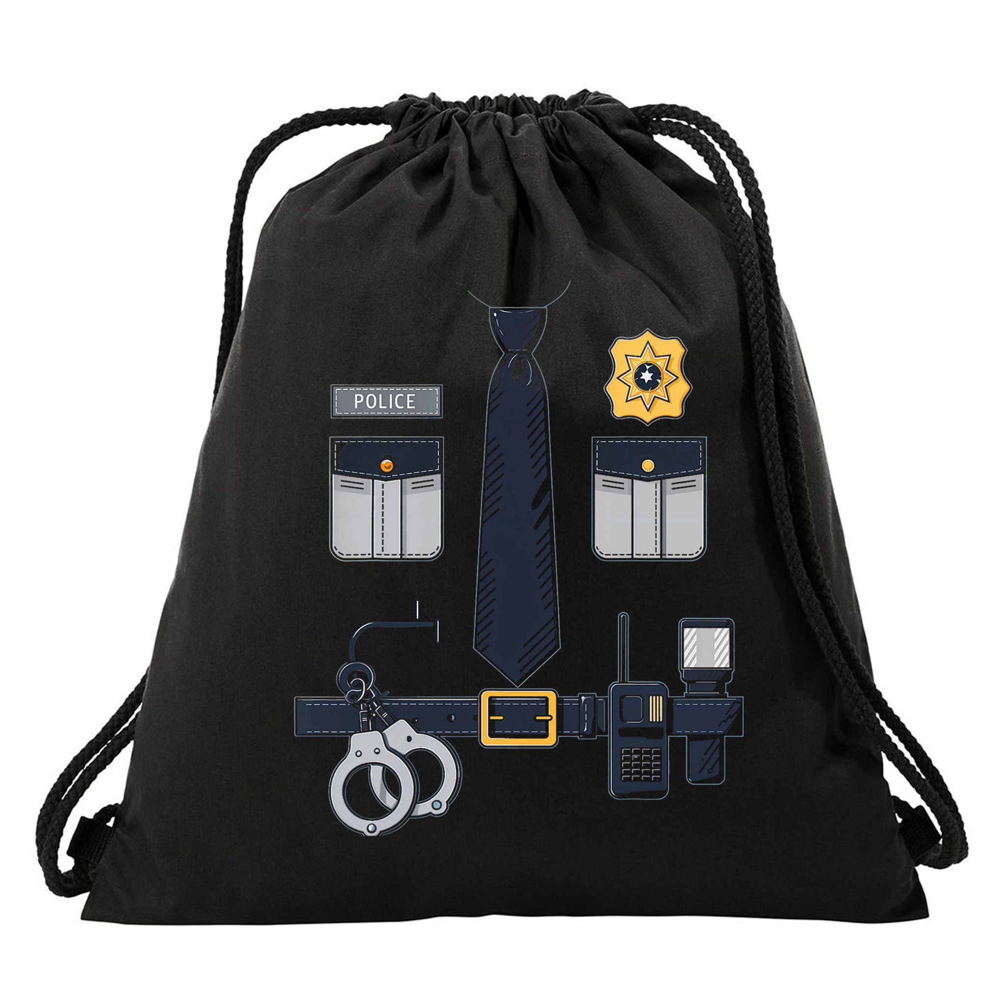 Police Officer Costume Police Badge Cop Halloween Drawstring Bag