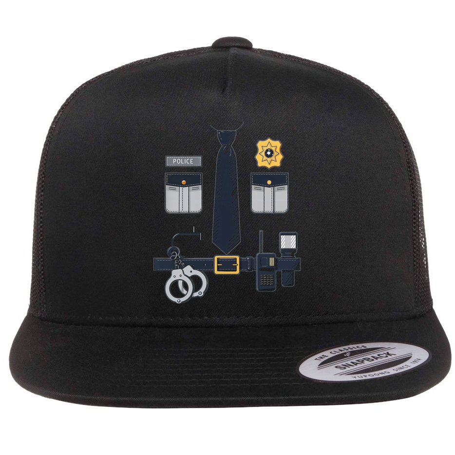 Police Officer Costume Police Badge Cop Halloween Flat Bill Trucker Hat