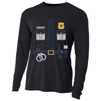 Police Officer Costume Police Badge Cop Halloween Cooling Performance Long Sleeve Crew