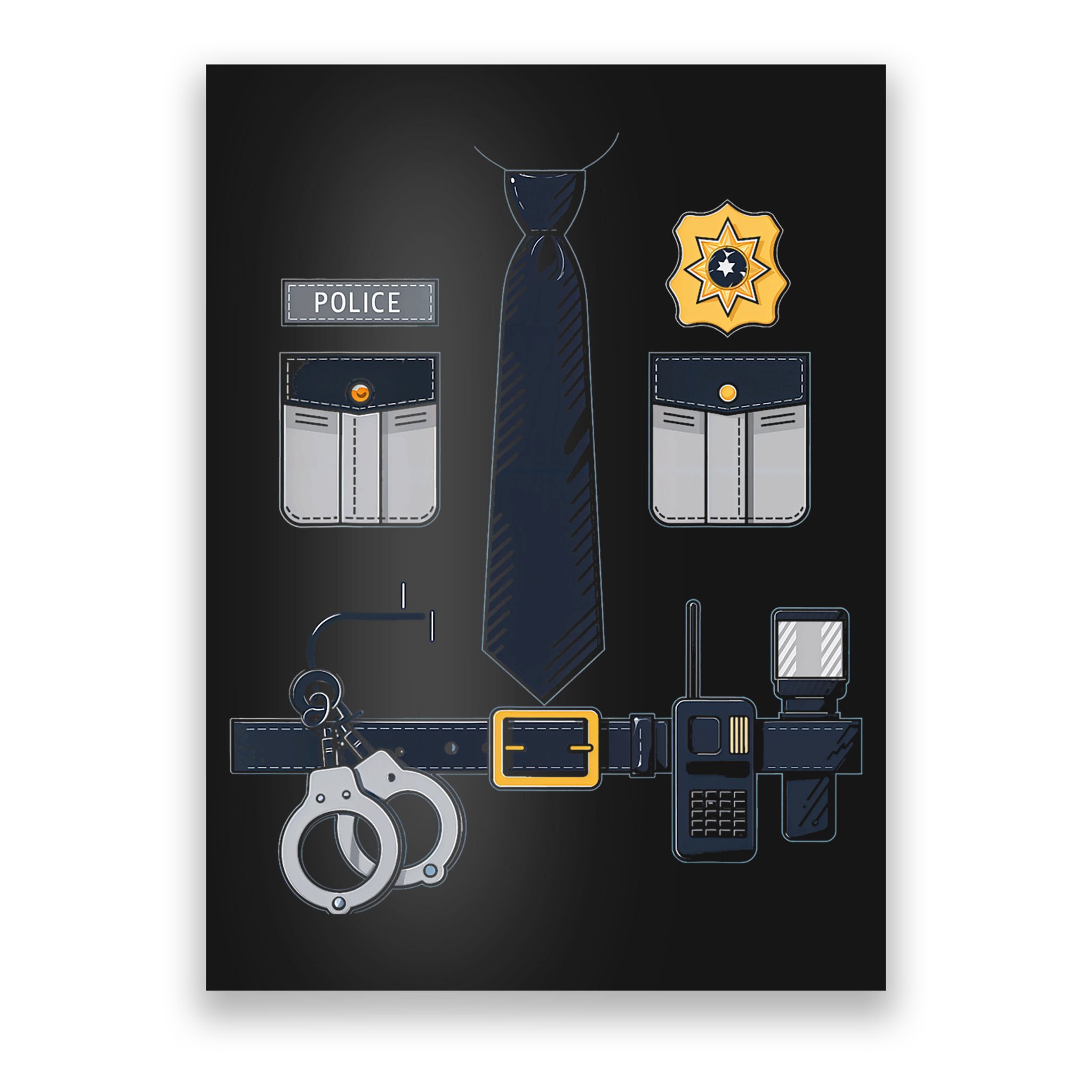 Police Officer Costume Police Badge Cop Halloween Poster