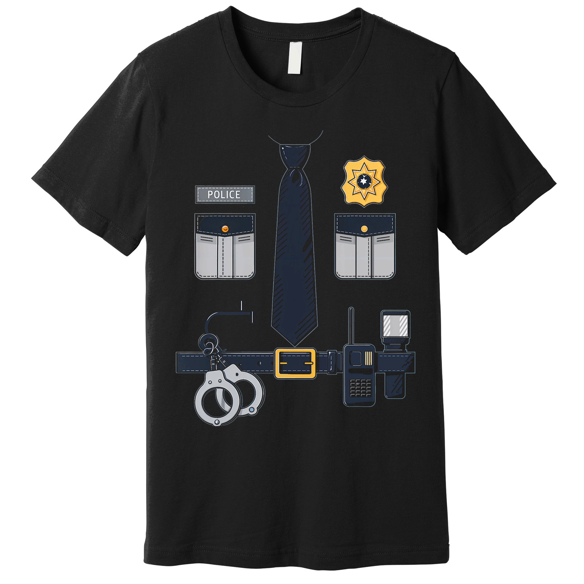 Police Officer Costume Police Badge Cop Halloween Premium T-Shirt