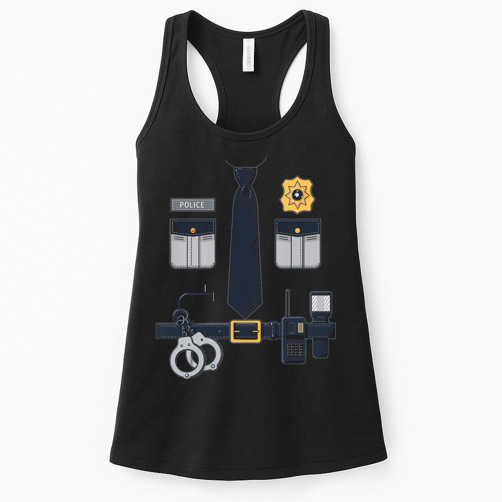 Police Officer Costume Police Badge Cop Halloween Womens Tank Top