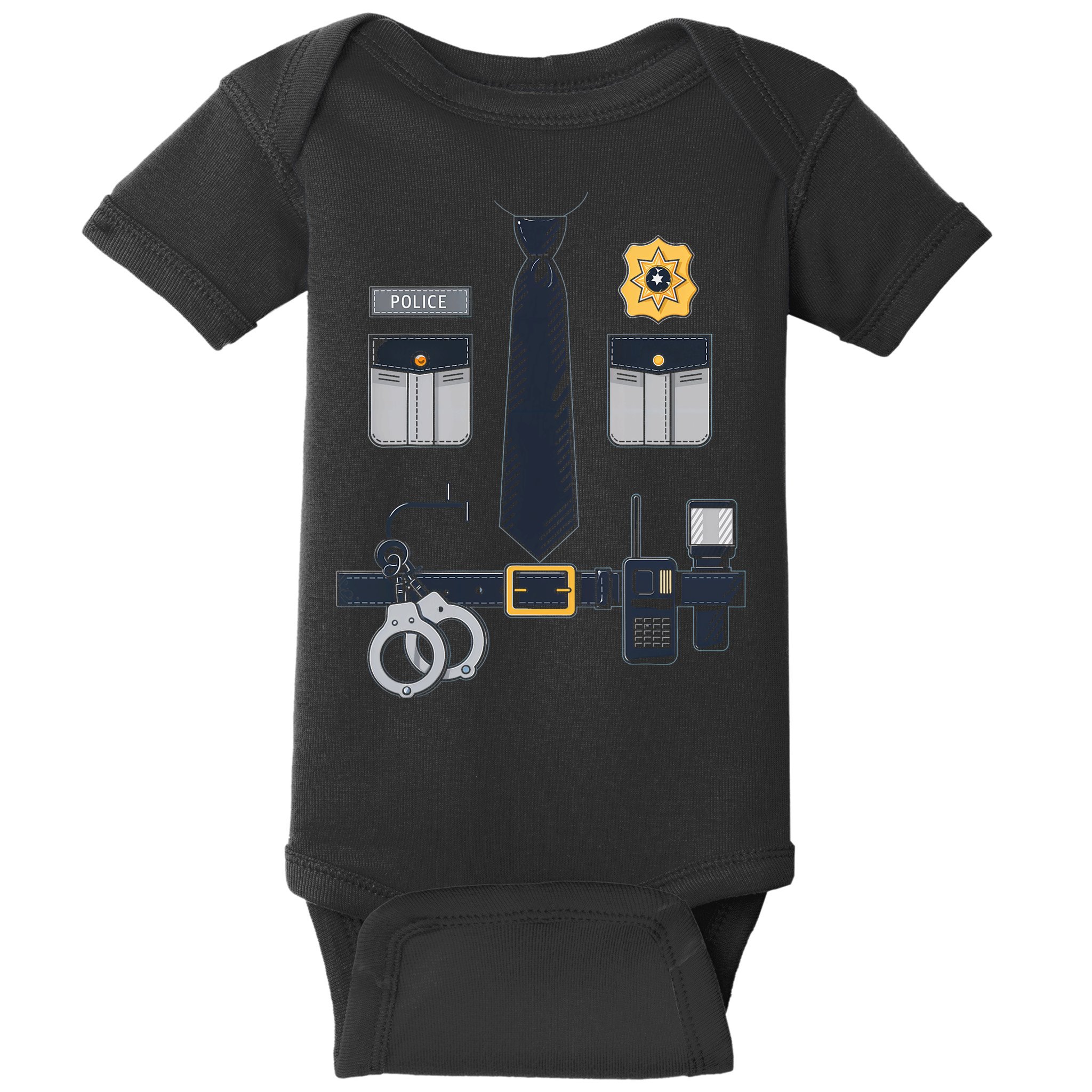 Police Officer Costume Police Badge Cop Halloween Baby Bodysuit