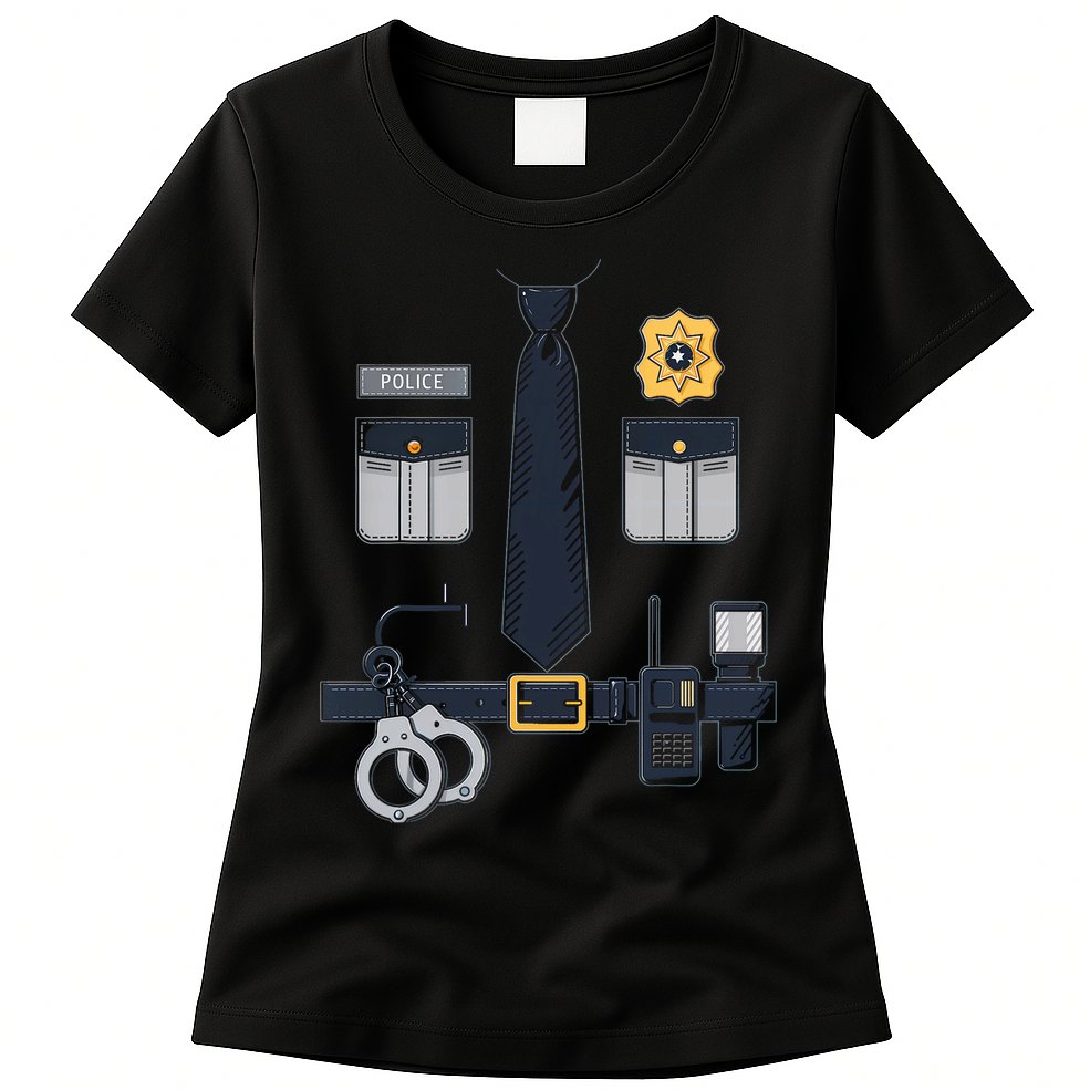 Police Officer Costume Police Badge Cop Halloween Womens T-Shirt