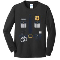 Police Officer Costume Police Badge Cop Halloween Kids Long Sleeve Shirt