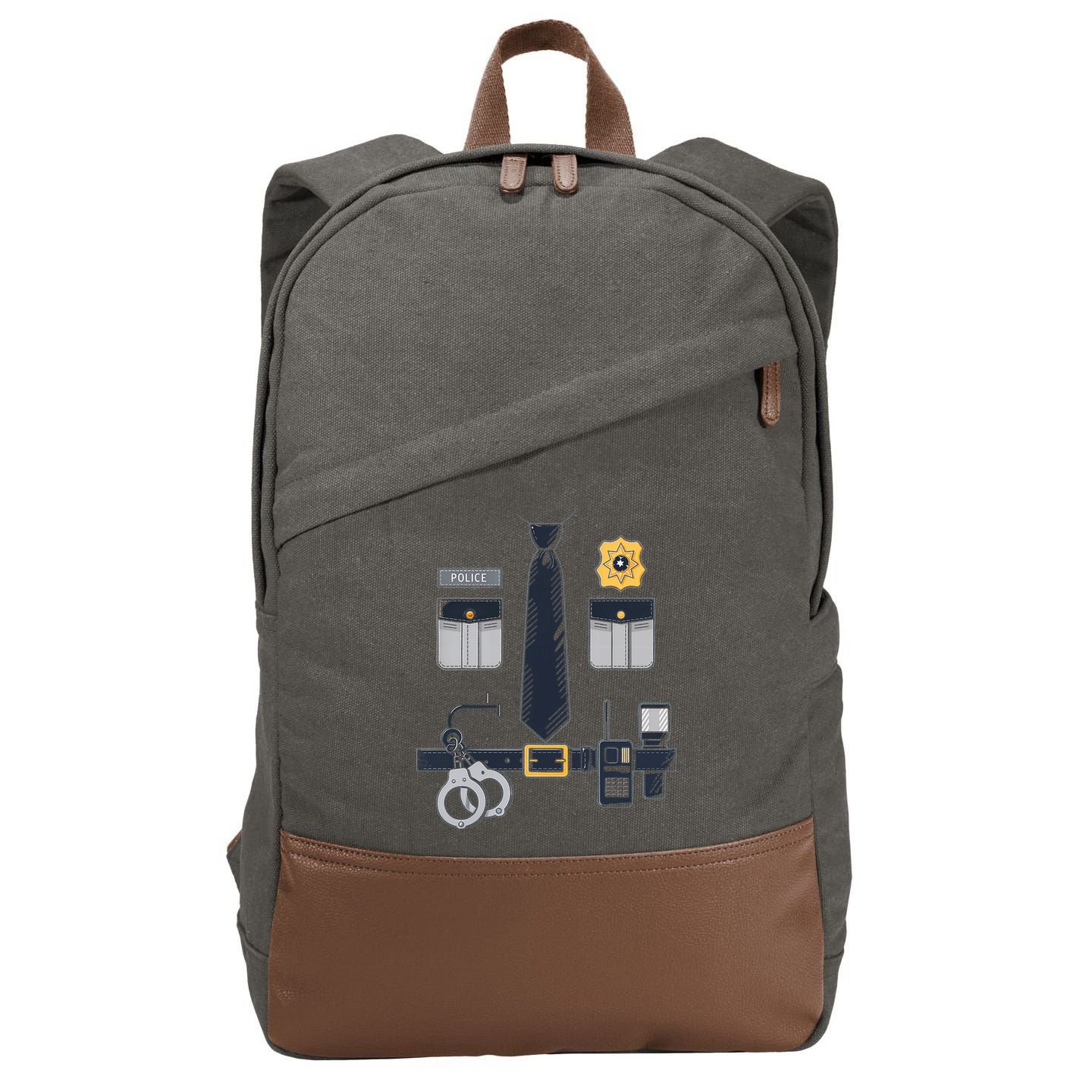 Police Officer Costume Police Badge Cop Halloween Cotton Canvas Backpack