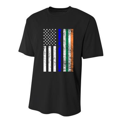 Police Officer Cop St Patrick's Day Irish American Flag Funny Gift Youth Performance Sprint T-Shirt