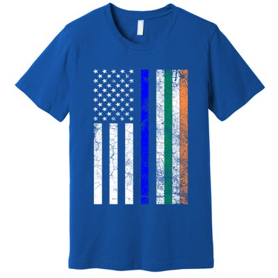 Police Officer Cop St Patrick's Day Irish American Flag Funny Gift Premium T-Shirt