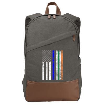 Police Officer Cop St Patrick's Day Irish American Flag Funny Gift Cotton Canvas Backpack