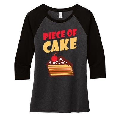 Piece Of Cake Snack Baking Cake Women's Tri-Blend 3/4-Sleeve Raglan Shirt