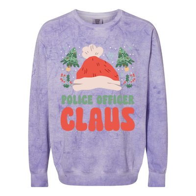 Police Officer Claus Christmas Working Holiday Funny Gift Colorblast Crewneck Sweatshirt