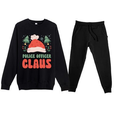 Police Officer Claus Christmas Working Holiday Funny Gift Premium Crewneck Sweatsuit Set