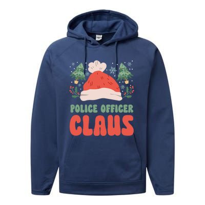 Police Officer Claus Christmas Working Holiday Funny Gift Performance Fleece Hoodie