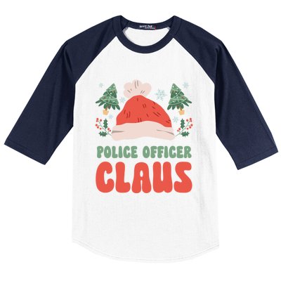 Police Officer Claus Christmas Working Holiday Funny Gift Baseball Sleeve Shirt