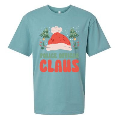 Police Officer Claus Christmas Working Holiday Funny Gift Sueded Cloud Jersey T-Shirt