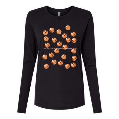 Pickleball Orange Camouflauge Shirt! Womens Cotton Relaxed Long Sleeve T-Shirt