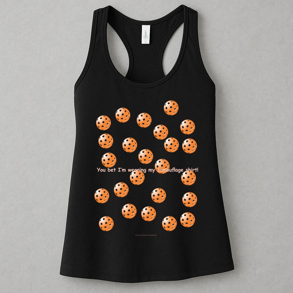 Pickleball Orange Camouflauge Shirt! Womens Tank Top
