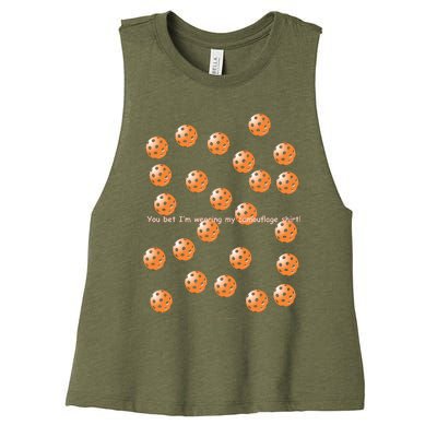 Pickleball Orange Camouflauge Shirt! Women's Racerback Cropped Tank