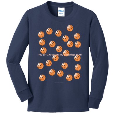 Pickleball Orange Camouflauge Shirt! Kids Long Sleeve Shirt