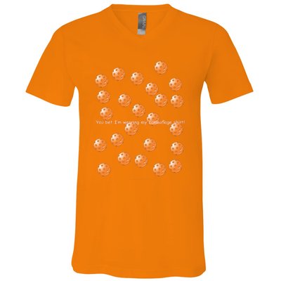 Pickleball Orange Camouflauge Shirt! V-Neck T-Shirt