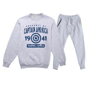 Property Of C.Aptain America Collegiate Premium Crewneck Sweatsuit Set