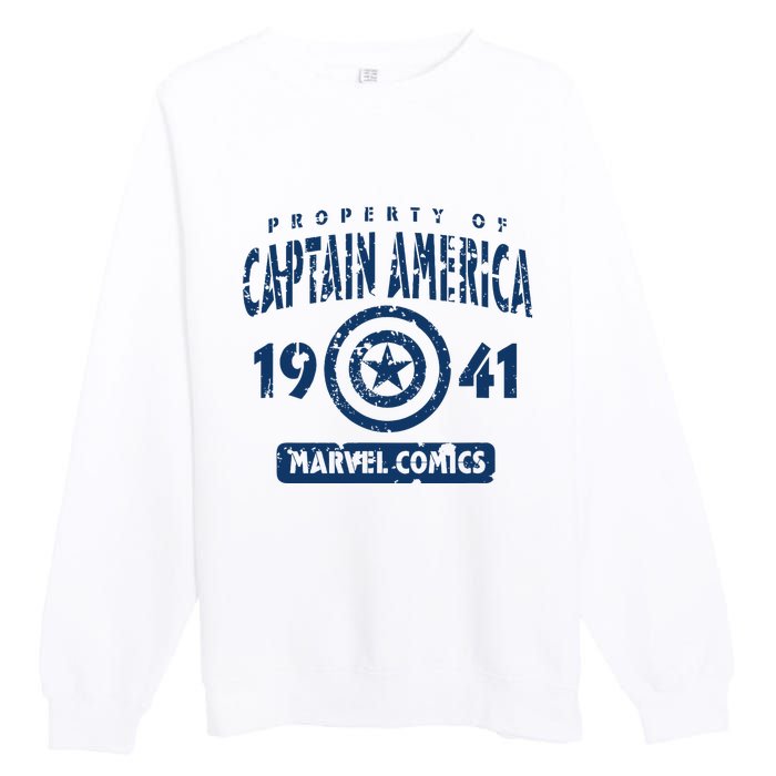 Property Of C.Aptain America Collegiate Premium Crewneck Sweatshirt