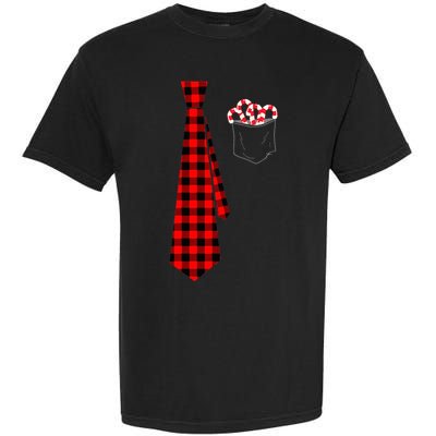 Pocket Of Candy Canes Red Buffalo Plaid Neck Tie Christmas Garment-Dyed Heavyweight T-Shirt