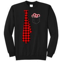 Pocket Of Candy Canes Red Buffalo Plaid Neck Tie Christmas Sweatshirt