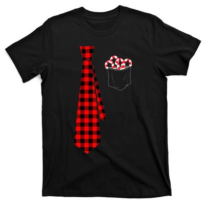 Pocket Of Candy Canes Red Buffalo Plaid Neck Tie Christmas T-Shirt