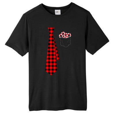 Pocket Of Candy Canes Red Buffalo Plaid Neck Tie Christmas Tall Fusion ChromaSoft Performance T-Shirt