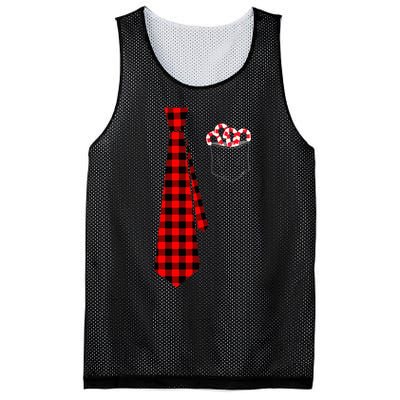 Pocket Of Candy Canes Red Buffalo Plaid Neck Tie Christmas Mesh Reversible Basketball Jersey Tank