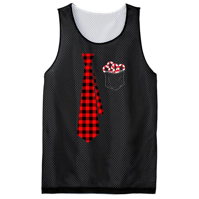 Pocket Of Candy Canes Red Buffalo Plaid Neck Tie Christmas Mesh Reversible Basketball Jersey Tank