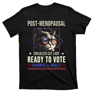 Post Opausal Childless Cat Lady Ready To Vote Kamala T-Shirt