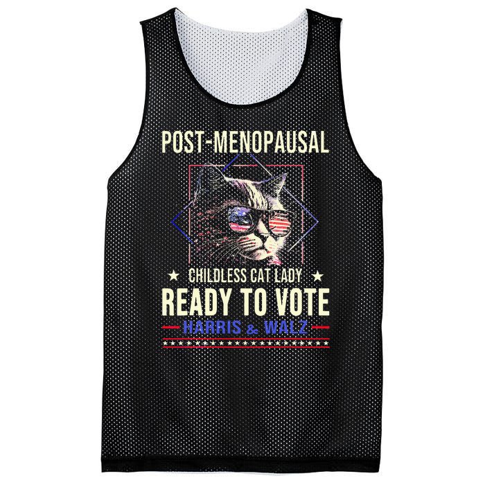 Post Opausal Childless Cat Lady Ready To Vote Kamala Mesh Reversible Basketball Jersey Tank