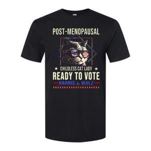 Post Opausal Childless Cat Lady Ready To Vote Kamala Softstyle CVC T-Shirt