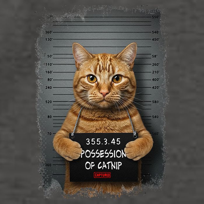 Possession of catnip ORANGE cat MUGSHOT AESTHETIC Vector Backpack