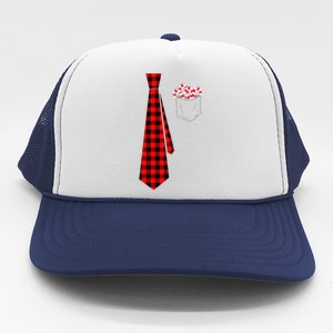 Pocket Of Candy Canes Red Buffalo Plaid Neck Tie Christmas Trucker Hat