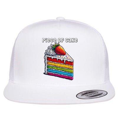 Piece Of Cake English Idiom Slice Of Rainbow Layer Cake Flat Bill Trucker Hat