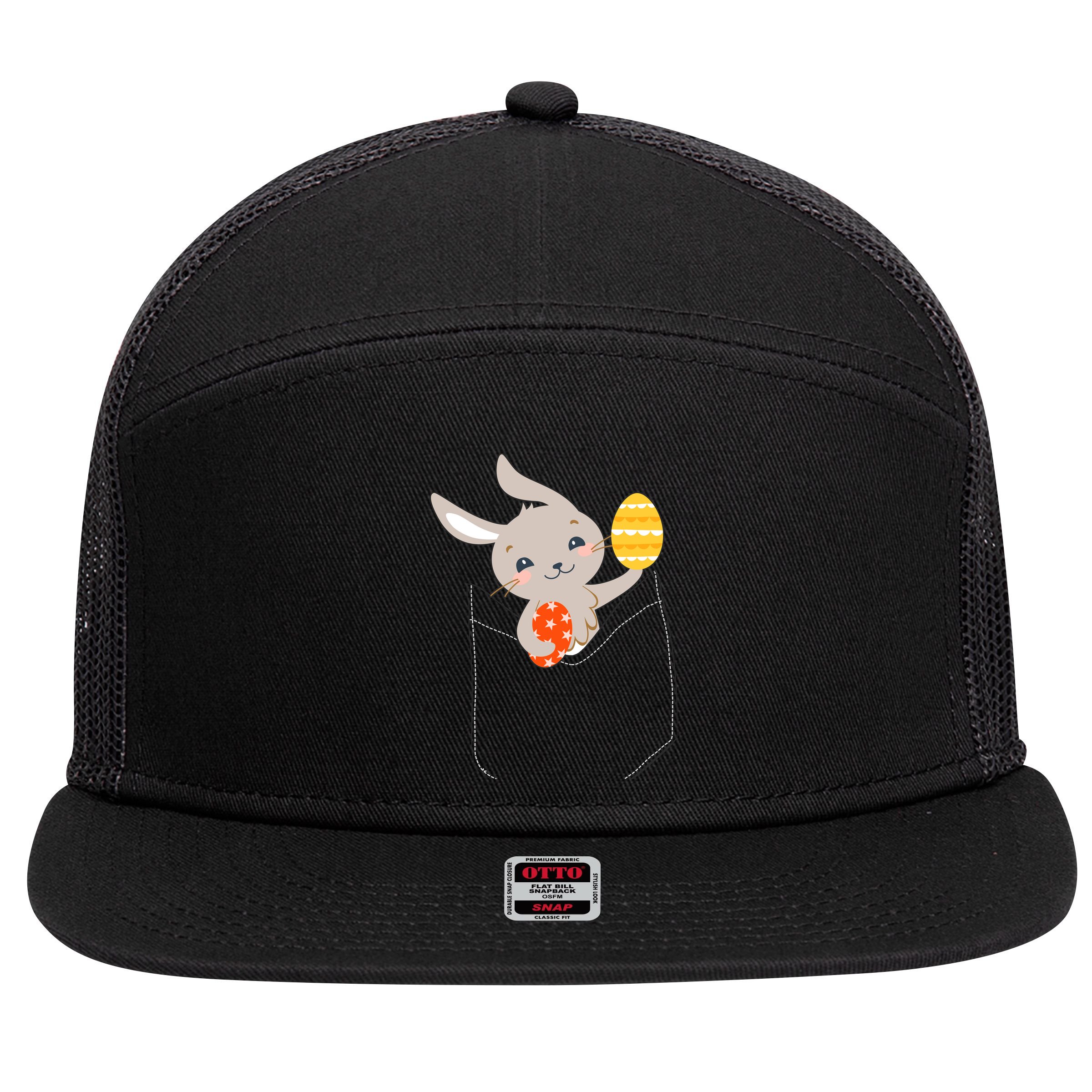 Pocket Easter Bunny 7 Panel Mesh Trucker Snapback Hat