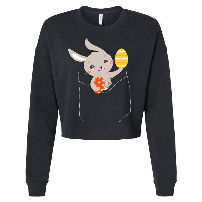 Pocket Easter Bunny Cropped Pullover Crew