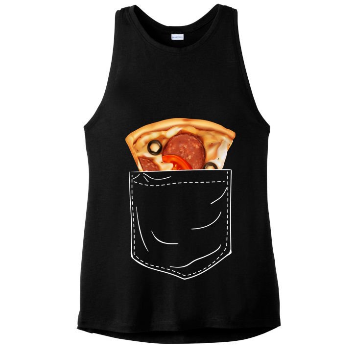 Pocket Pizza Slice Ladies PosiCharge Tri-Blend Wicking Tank