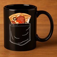 Pocket Pizza Slice 11oz C Handle Ceramic Mug