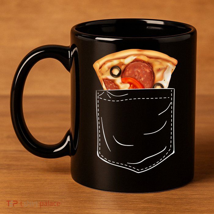 Pocket Pizza Slice 11oz C Handle Ceramic Mug