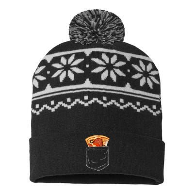 Pocket Pizza Slice USA-Made Snowflake Beanie