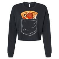 Pocket Pizza Slice Cropped Pullover Crew